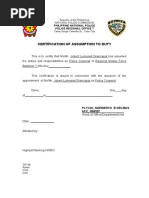 CERTIFICATE OF ASSUMPTION TO DUTy of Palitoc