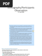 Ethnography/Participants Observation: Dr. Sadia Malik