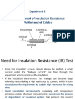 Measurement of Insulation Resistance Withstand of Cables: Experiment 6