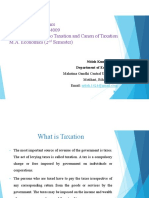 Subject: Public Finance Course Code: ECON4009 Topic: Introduction To Taxation and Canon of Taxation M.A. Economics (2 Semester)