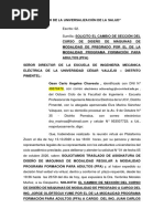 Solicito El Cambio de Sección Del Curso de Diseño de Máquinas de Modalidad de Pregrado Por El de La Modalidad Programa Formación para Adultos (Pfa) .