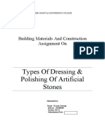 Types of Dressing & Polishing of Artificial Stones: Building Materials and Construction Assignment On