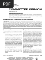 Committee Opinion: Guidelines For Adolescent Health Research