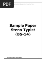 Sample Paper Steno Typist (BS-14) : Building Standards in Educational and Professional Testing