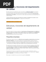 Estructura y Funciones Del Departamento de Calidad