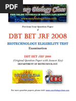 DBT BET JRF 2008 Solved Question Paper