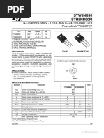 Stw8Nb90 Sth8Nb90Fi: N-Channel 900V - 1.1 - 8 A To-247/Isowatt218 Powermesh™ Mosfet