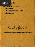 Social Differences - Gender - Socioeconomic Class - Religion