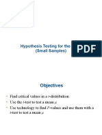 Hypothesis Testing For The Mean (Small Samples)