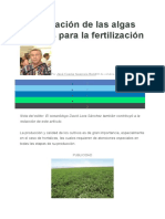 La Aplicación de Las Algas Marinas para La Fertilización