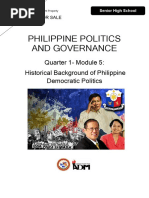 Philippine Politics and Governance: Quarter 1-Module 5: Historical Background of Philippine Democratic Politics