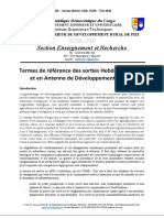 Termes de Référence Des Sorties Hebdomadaires Et en ADR ISDR - Fizi, Baraka