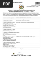 Business Name Registration Certificate