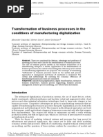 Transformation of Business Processes in The Condit