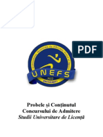 UNEFS Probele de Admitere