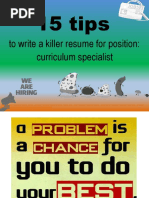 15 Tips: To Write A Killer Resume For Position: Curriculum Specialist