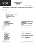 First Periodical Exam in Values 3