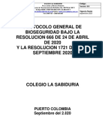 PROTOCOLO DE BIOSEGURIDAD Colegio La Sabiduria Puerto Colombia