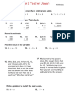 Math Chapter 2 Test For Uswah: 45 Minutes