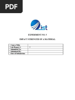 Experiment No. 5 Impact Strength of A Material