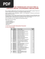 Courses For Undergraduate Electrical and Electronic Engineering Programme