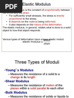 Elastic Modulus: Proportionality Stress Strain Directly Proportional Depends Material Deformed Nature of The Deformation