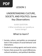 Understanding Culture, Society, and Politics