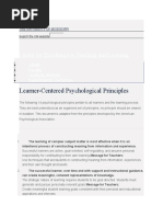 Learner-Centered Psychological Principles: Center For Excellence in Teaching and Learning