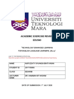 Academic Exercise Review EDU540: Technology Enhanced Learning For English Language Learners, (Ells) "