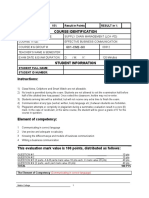 Course Identification: Mid Term Exam 15% Result in Points Result in %