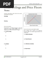 Price Ceilings and Price Floors Notes PDF