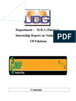 Department: M.B.A (Finance) Internship Report On National Bank of Pakistan