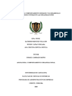 Ensayo Sobre El Comportamiento Humano y El Desarrollo de La Productividad en Las Organizaciones