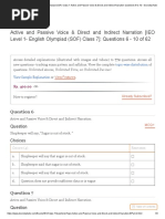 IEO Level 1 - English Olympiad (SOF) Class 7 Active and Passive Voice & Direct and Indirect Narration Questions 6 To 10 - DoorstepTutor PDF