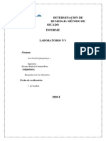 Determinación de Humedad Método de Secado