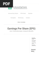 Earnings Per Share (EPS) : Accounting Topics CPA Exam Quizzes