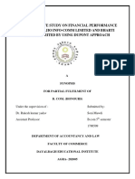 A COMPARATIVE STUDY ON FINANCIAL PERFORMANCE OF RELIANCE JIO INFO-COMM LIMITED AND BHARTI AIRTEL LIMITED BY USING DUPONT APPROACH Synopsis