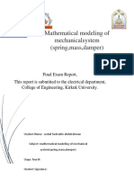 Mathematical Modeling of Mechanicalsystem (Spring, Mass, Damper)