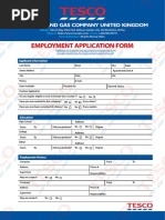 Tesco Oil and Gas Company United Kingdom Job Offer Application Form PDF