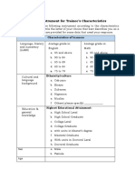 Data Gathering Instrument For Trainee's Characteristics