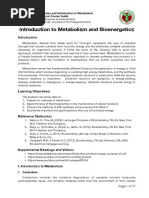 9 Introduction To Metabolism and Bioenergetics Reading Module