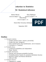 Introduction To Statistics Part IV: Statistical Inference: Achim Ahrens Anna Babloyan Erkal Ersoy