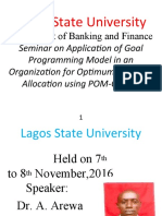 Solving Goal Programming Model Using POM