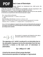 Faraday's Laws of Electrolysis: Q Quantity of Electricity I × T Where I Is The Current T Time