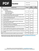 Food Safety Checklist: No. Inspection Item Present Needs Correction Date Corrected