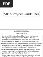 MBA Project Guidelines: G.Sridhar Rao, Associate Professor Supervisory Guidance: Dr. K. Balasubramanian