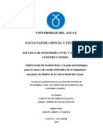 Universidad Del Azuay: Escuela de Ingeniería Civil Y Gerencia de Construcciones