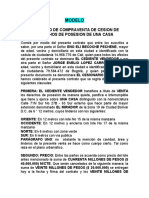 Contrato Modelo de Compraventa de Cesion de Derechos de Posesion de Una Casa