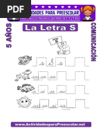 La Letra S para Niños de 5 Años PDF