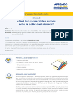 ¿Qué Tan Vulnerables Somos Ante La Actividad Sísmica?: 5. Grado: Ciencias Sociales